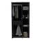 Tuhome Misuri Wardrobe Armoire with Double Door. Drawer. Metal Rods. and Open Shelves-Black CLW9089 - alternate 3